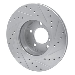 BMW 525I Brake Rotor (1) - Front Left - R1 Concepts - Drilled & Slotted - Silver - `04-`10